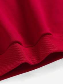 SHEIN 女童休閒圖案印花長袖連帽衛衣,適合秋冬 - 紅色 - 查看 5