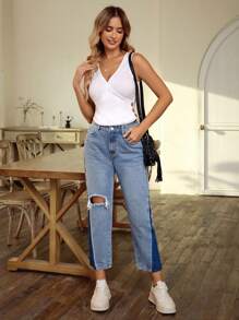 SHEIN LUNE Women'S Ripped Jeans - Blue - View 4