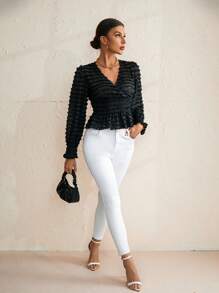 Aveloria Long Sleeve Ruffle Hem Blouse