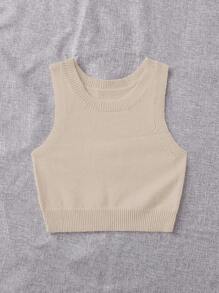 Breezaya Women's Round Neck Sweater Vest - Apricot - View 4