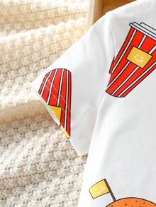 Toddler Boys' French Fries Printed Homewear Outfit, Sold Separately, Can Be Paired With Mommy & Me Matching Outfits - White - View 6