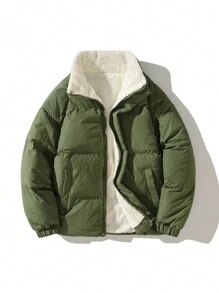 Men's Thickened Coat - Army Green - View 1