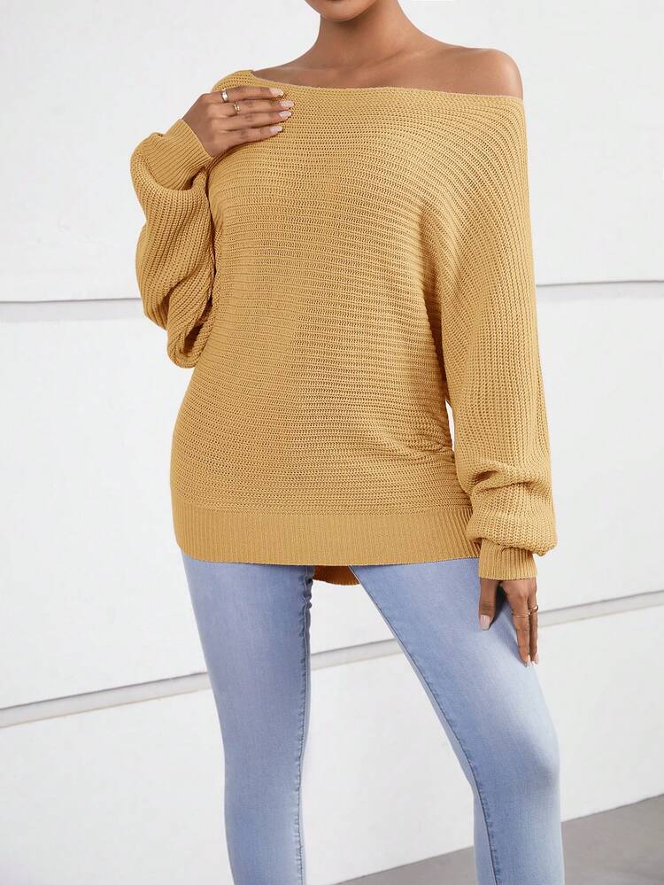 Suéter Navideño Jumpers Women Knit Sweater Holiday  Off The Shoulder Sweater Oversized Sweater Off Shoulder Sweater  For Women Christmas Sweater White One-Shoulder Bat-Sleeve Texture White Sweater Dress Women's Sweater Women's Solid Color Round Neck Bat-Wing Long-Sleeved Loose Casual Sweater  Winter White Sweater