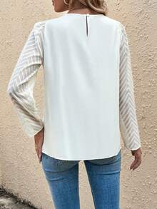 SHEIN LUNE Pleated & Spliced Long Sleeve Shirt - Apricot - View 2