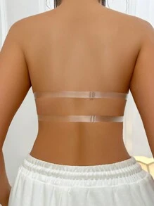 Strapless Bra With Transparent Shoulder Straps And Back - Black - View 3