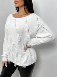 Zolique Ladies' Hollow Out Long Sleeve Sweater Knit Pullover Fall Winter Outfit