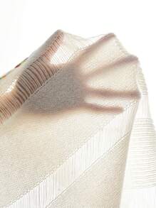 Zolique 女式落肩长袖镂空开衫 - 杏色 - 查看 7