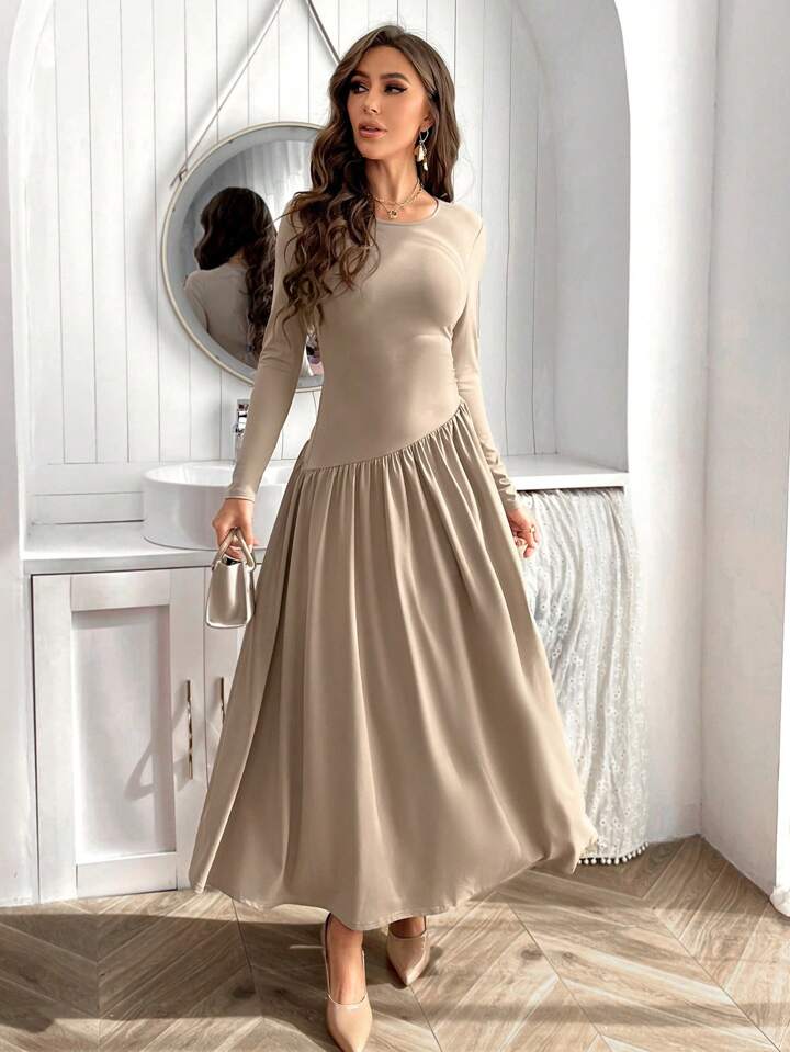 Firerie Flounce Hem Long Sleeve Dress | SHEIN USA