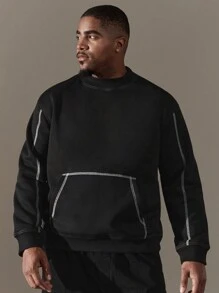 SHEIN Manfinity Homme Men's Plus Size Solid Color Round Neck Long Sleeve Casual Sweatshirt