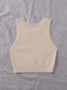 Breezaya Women's Round Neck Sweater Vest - Apricot - View 2