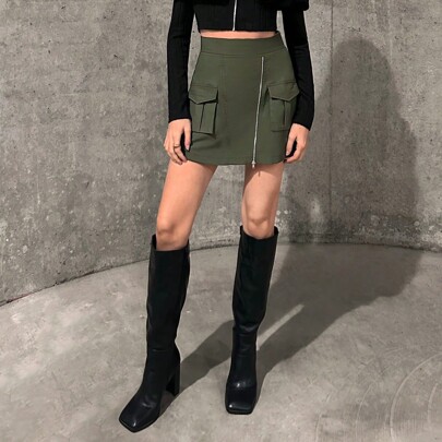 여성용 카고 포켓 스커트