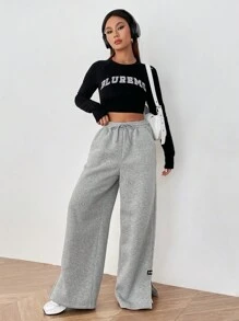 SHEIN EZwear 編織女裝束口褲 - 灰色 - 查看 6