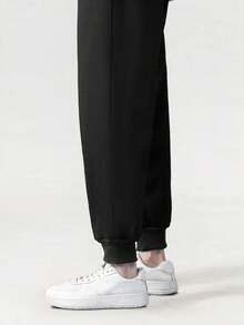 Men's Letter Printed Sweatshirt And Joggers Set - Black - View 3