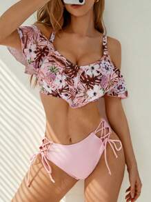 Swim DD+ Women's Floral Print Bikini Set Summer Beach - Multicolor - View 5