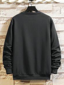 Men's Letter Printed Sweatshirt And Joggers Set - Black - View 2