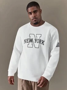 SHEIN Manfinity Homme Nam Kích thước lớn In thư Tay áo dài Áo nỉ - trắng - Xem 1