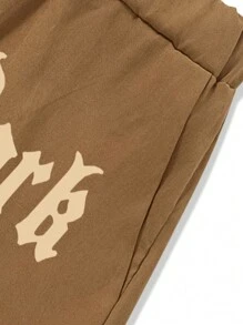 Manfinity Homme Loose-Fit Men's Shorts With Letter Print And Drawstring Waist