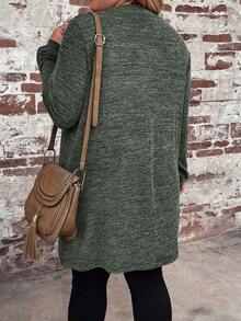 SHEIN LUNE 大尺寸雙口袋長袖 T 卹 - 墨綠色 - 查看 2