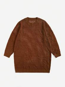 ROMWE PUNK Suéter de punto con ojales de manga larga de talla grande