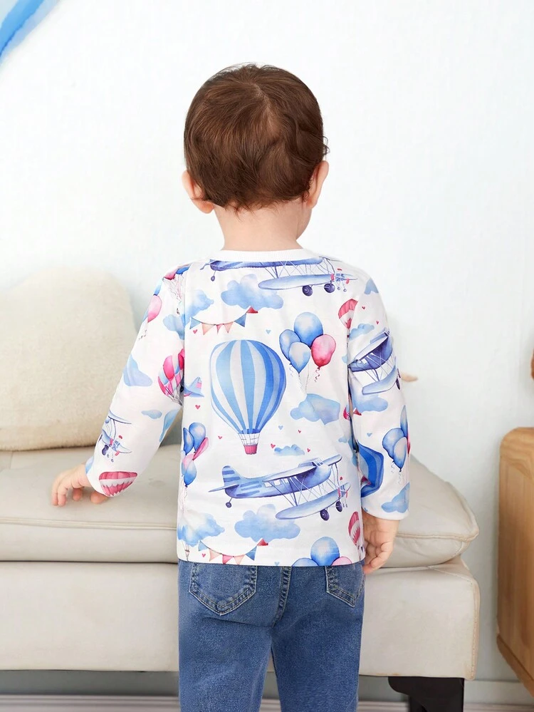 Baby Boy'S Fun Hot Air Balloon Printed T-Shirt
