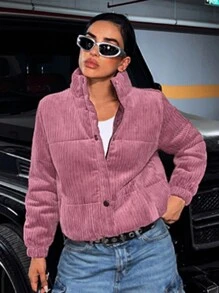 RueChic Met rits Corduroy Pufferjas