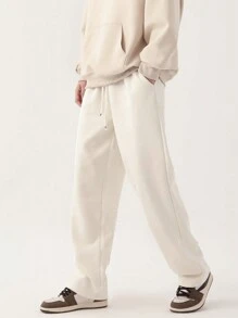 Pantalones rectos de punto para hombres, pantalones deportivos de corte holgado, adecuados para primavera y otoño - Albaricoque - Ver 3