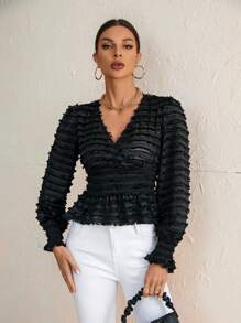 Aveloria Long Sleeve Ruffle Hem Blouse