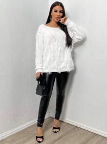 Zolique Ladies' Hollow Out Long Sleeve Sweater Knit Pullover Fall Winter Outfit