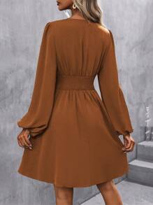 SHEIN Clasi 交叉領口花燭袖裙 - 亮橙色 - 查看 2