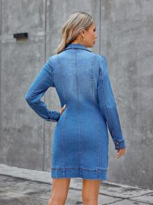 SHEIN Essnce Women's Denim Dress Sexy Waist-cinching Dress Christmas Party Costume