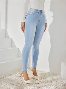Của phụ nữ Giải trí Thon gọn Co giãn Denim Quần jean - Màu xanh lam - Xem 4