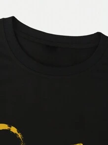Manfinity LEGND Camiseta De Manga Corta Con Estampado De Dibujos Animados De Talla Grande Para Hombre - Negro - Ver 3