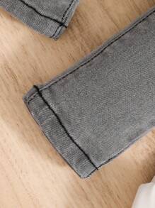 SHEIN 女童口袋牛仔褲 - 淺灰色 - 查看 6