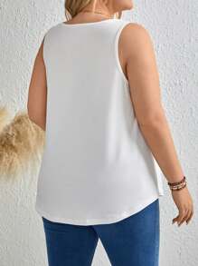 SHEIN LUNE Plus Ruched Front Tank Top - White - View 2