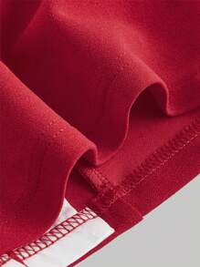 SHEIN MOD Women's Contrast Color Collar Halter Top - Red - View 3