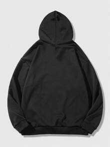 ROMWE MEN Goth Sudadera Con Capucha Para Hombre Con Gráficos Y Cordón - Negro - Ver 2