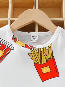 Toddler Boys' French Fries Printed Homewear Outfit, Sold Separately, Can Be Paired With Mommy & Me Matching Outfits - White - View 5