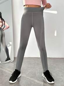 SHEIN Tween Girls Side Pockets Sports Pants 2pcs/Set - Multicolor - View 1