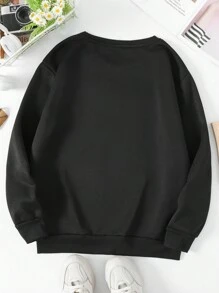 SHEIN Cross Print Drop Sleeve Casual Sweatshirt,Long Sleeve Tops Graduation,Back To School Outfits,Graduation,Teacher Outfits For Women,Back To School Pullover Fall Outfit