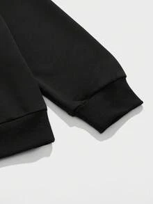 ROMWE MEN Goth Sudadera Con Capucha Para Hombre Con Gráficos Y Cordón - Negro - Ver 3