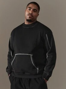 SHEIN Manfinity Homme Men's Plus Size Solid Color Round Neck Long Sleeve Casual Sweatshirt