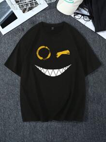 Manfinity LEGND Camiseta De Manga Corta Con Estampado De Dibujos Animados De Talla Grande Para Hombre - Negro - Ver 6
