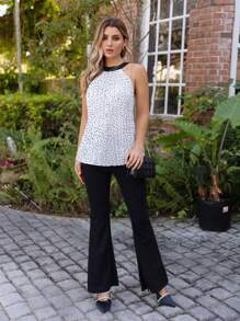 SHEIN Clasi 女式圓點掛脖背心 - 黑與白 - 查看 5