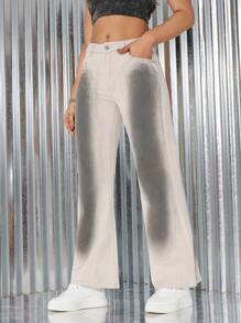 SHEIN EZwear Jeans With Slanted Pockets - Grey - View 5