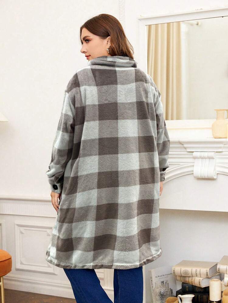 Women'S Plus Size Plaid Coat