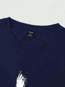 Manfinity Roughcore Men'S Letter Print Short Sleeve T-Shirt - Royal Blue - View 3