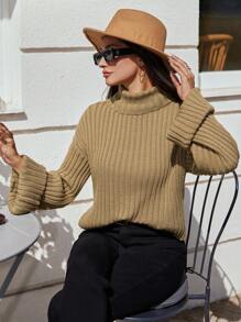 RueChic Golf Dzianina prążkowana Opuszczane ramiona Swetry