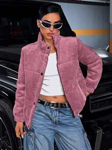 RueChic Met rits Corduroy Pufferjas