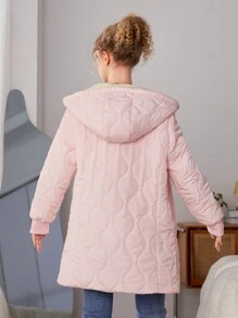 Teen Girl Casual And Simple Style Urban Warm Thermal Lined Padded Coat