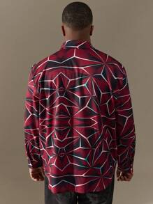 Manfinity LEGND Men'S Plus Size All-Match Printed Long Sleeve Casual Shirt